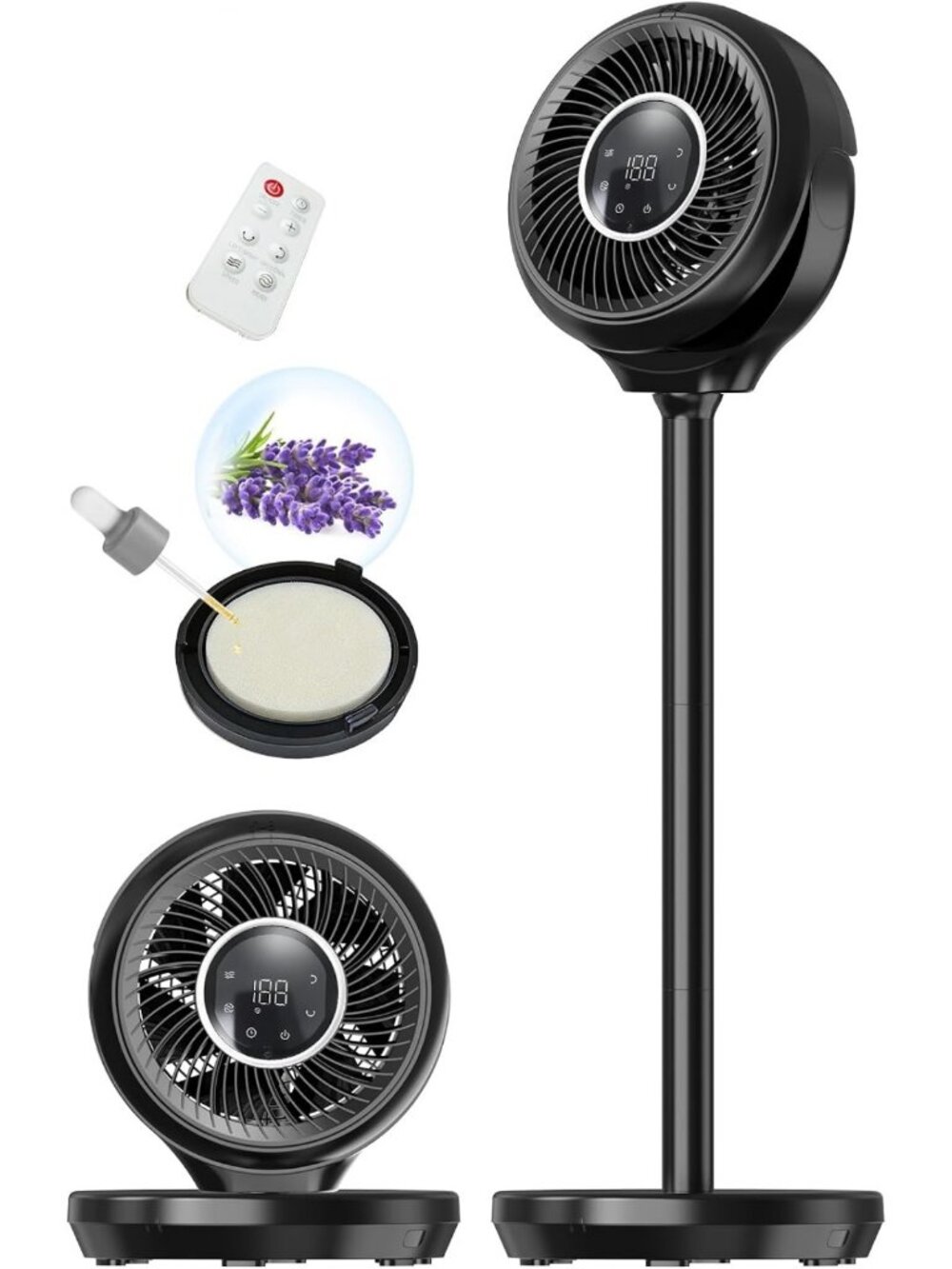 Quiet 180° Oscillating Standing Fan for Bedroom | Ultra-Quiet Sleep & Comfort